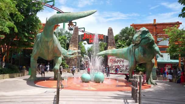 新加坡 2017年11月28日 位于圣淘沙的新加坡环球影城的侏罗纪公园主题录像 — 图库视频影像