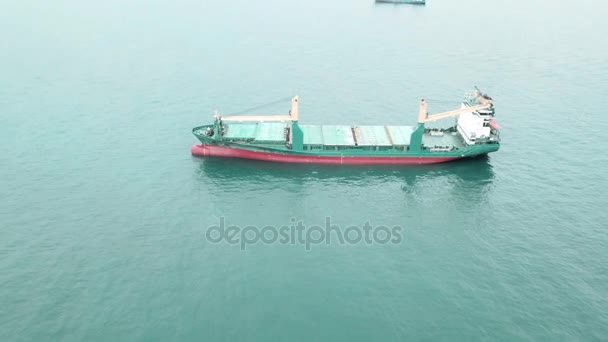 Singapore December 2017 Drone View Cargo Ship Sea Singapore Strait — Stock Video