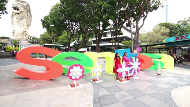 Singapour Décembre 2017 Vidéo Statue Merlion Dans Parc Île Sentosa — Video