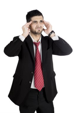 Studio ayakta stresli iş adamı