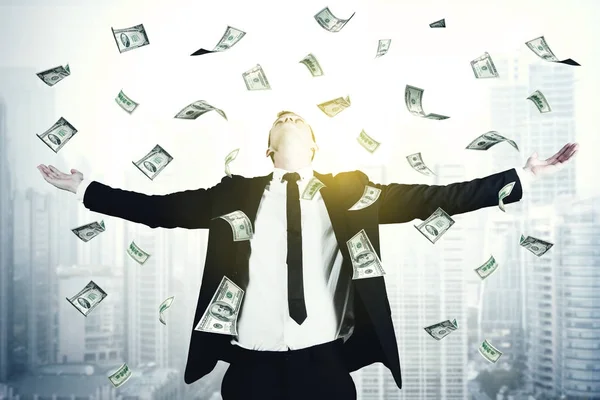 Successful businessman with dollar money — Stock Photo, Image