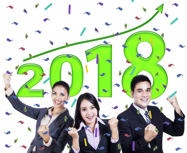 Succesvol bedrijfsmensen met nummer 2018 — Stockfoto