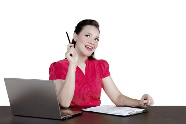 Female entrepreneur getting an idea on studio — Stock Photo, Image