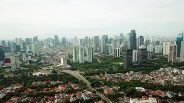 Güzel Dron Görünümünü Konut Gökdelenler Jakarta Endonezya Çözünürlükte Vurdu — Stok video