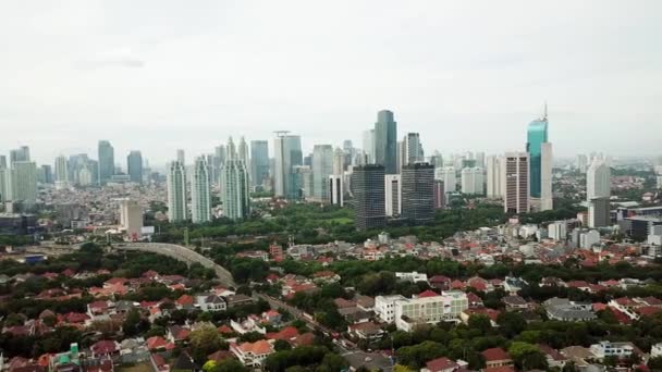 Güzel Kuş Görünümü Kalabalık Yerleşim Jakarta Endonezya Gökdelenler Arka Plan — Stok video