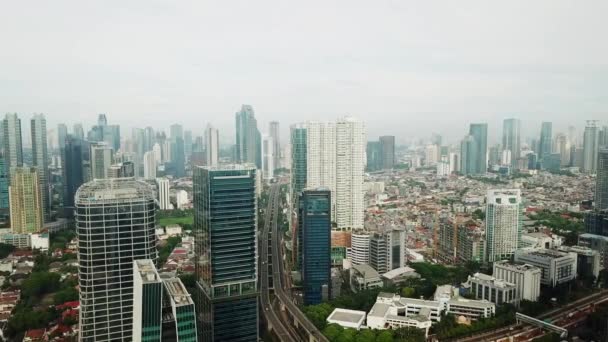 Jakarta Indonesia Dicembre 2017 Bellissima Ripresa Aerea Dello Skyline Jakarta — Video Stock