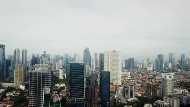 Jakarta Indonezji Grudnia 2017 Aerial Krajobraz Jakarta Panoramę Wieżowców Estakady — Wideo stockowe