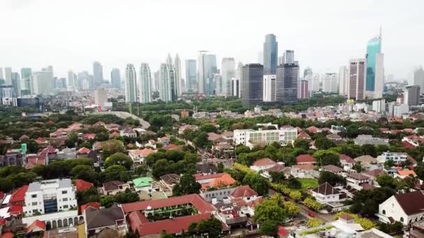 Jakarta Hava Manzara Şehir Merkezinde Gökdelenler Konut Görünümü Çözünürlükte Çekim — Stok video
