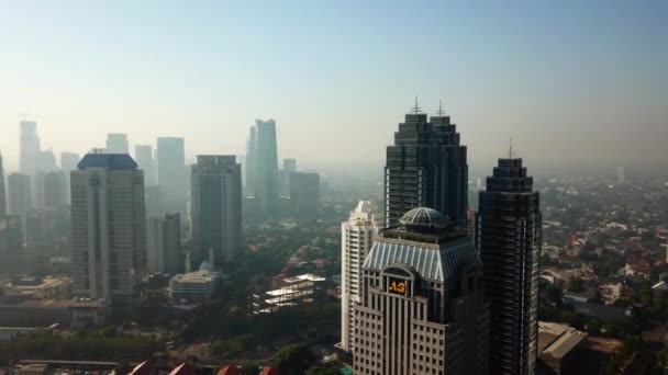 Джакарта Индонезия Декабря 2017 Года Вид Воздуха Небоскребы Кунингане Судирмане — стоковое видео
