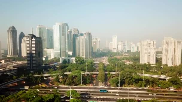 Jakarta Indonésie Décembre 2017 Belle Vue Aérienne Intersection Route Dans — Video