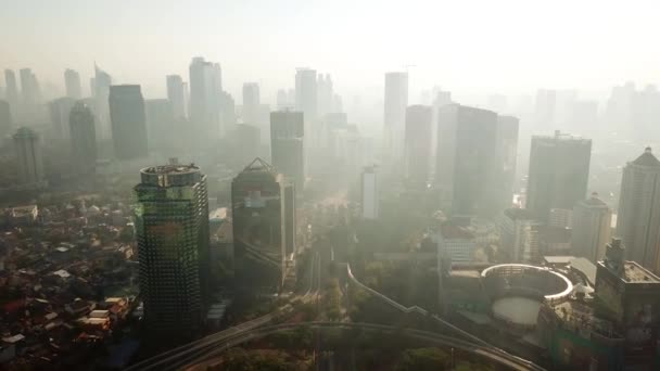 Jakarta Indonesia December 2017 Luchtfoto Van Semanggi Cbd Met Wolkenkrabbers — Stockvideo