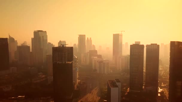 Jakarta Endonezya Aralık 2017 Hava Atış Jakarta Merkezde Gökdelenler Duman — Stok video