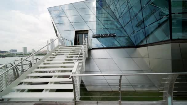 Singapur Ocak 2018 Louis Vuitton Dükkanı Marina Bay Singapur Merdiven — Stok video