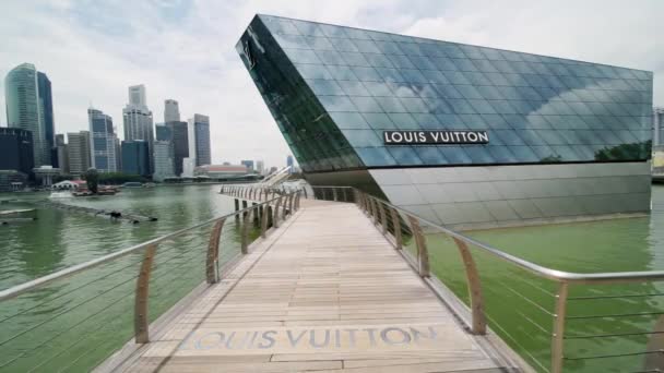 Singapur Ocak 2018 Louis Vuitton Futuristik Binada Dükkanı Ile Ahşap — Stok video