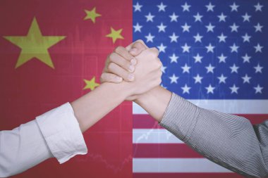 Amerika ve Çin bayrağı ile işbirliği