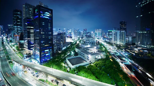 Jakarta pusat kota pada malam hari — Stok Foto