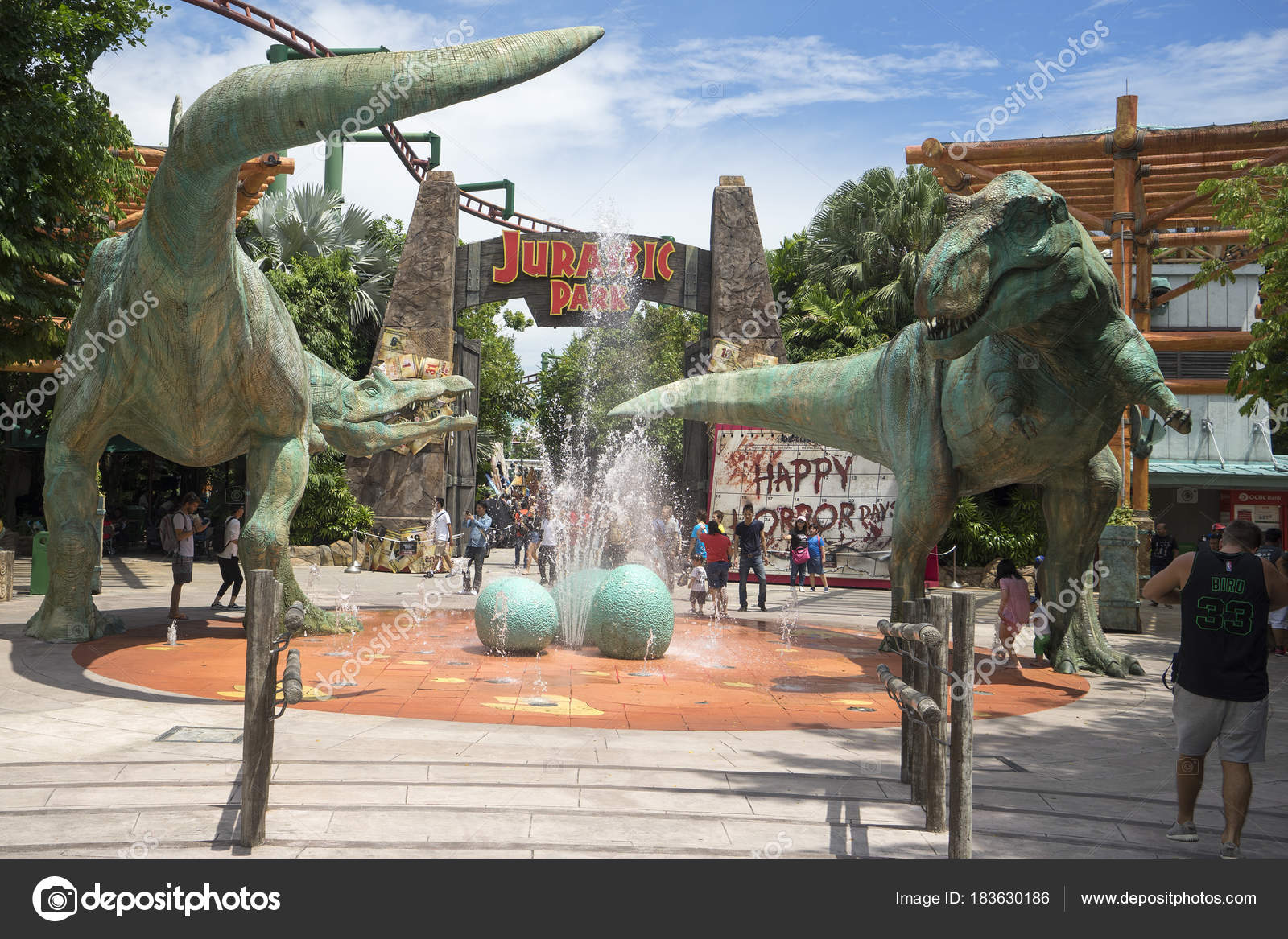 Jurassic Park theme at Universal Studios Singapore Stock Editorial