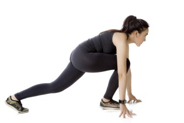 Arap kız Studio diz çökmüş