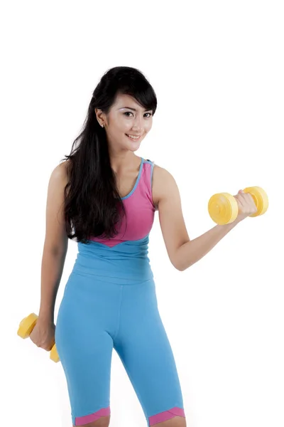 Asian woman working out isolated over white — Stock Photo, Image