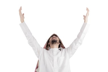 Kollarını kaldır ile Arap iş adamı