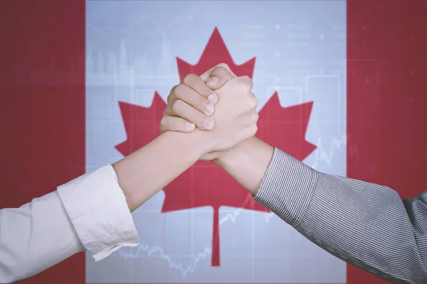 与加拿大国旗成功的商业伙伴 — 图库照片