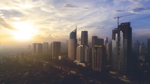 Beautiful Jakarta cityscape at sunrise — Stock Photo, Image