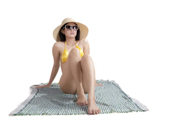 Pretty girl with swimwear on studio — Stock Photo, Image