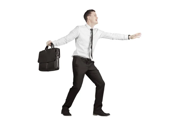 European businessman posing a surf on studio — Stock Photo, Image