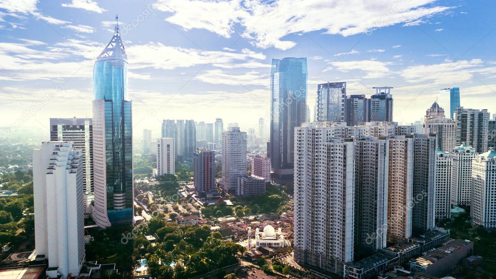 Jakarta's office and apartment buildings at Sudirman Central Business District area