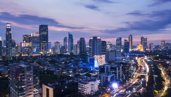 Lanskap ibukota Jakarta dari sebuah drone — Stok Foto
