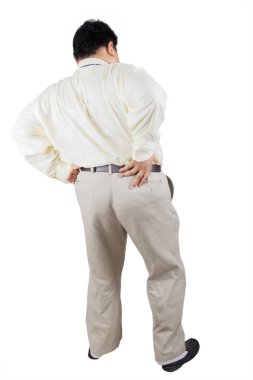 Şişman işadamı studio sırt ağrısı olması