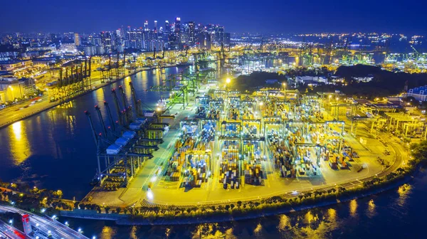 Vista aerea panoramica sul porto di Singapore — Foto Stock
