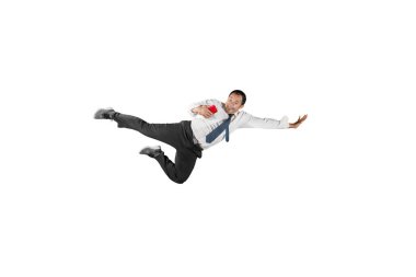 Heyecanlı iş adamı cep telefonuna bakıyor.