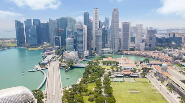 Drone view Singapore Κεντρική Επιχείρηση — Φωτογραφία Αρχείου