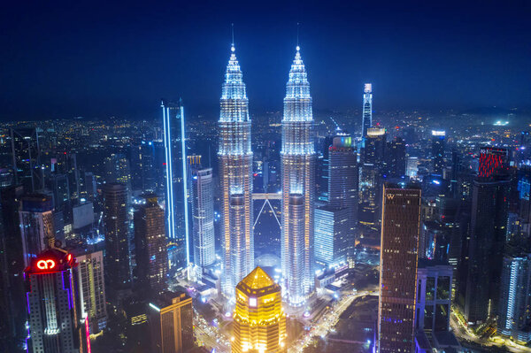 Illuminated Petronas Twin Towers