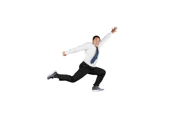 Happy businessman doing some dancing moves — Stock Photo, Image