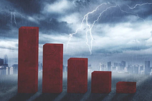 Brick red chart standing in the middle of rain — Stock Photo, Image