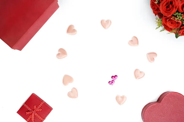 Flat utforming av valentine med innhold av krimskrams – stockfoto