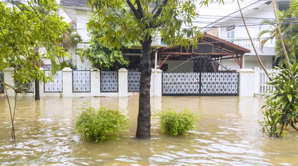 Housing in Jakarta city flooded by rainstorm