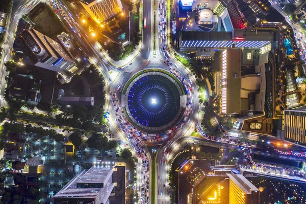 Drone uitzicht op Hotel Indonesia met files — Stockfoto