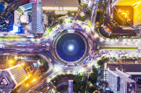 Hotel Indonesia with colorful car trails at night — Stock Photo, Image