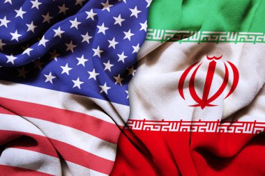 Usa ve İran ipek bayrağına yakın çekim  