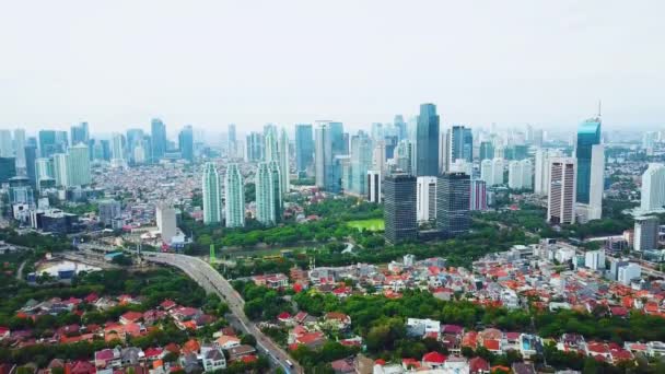 Jakarta Nın Şehir Merkezindeki Güzel Hava Manzarası Dan Gökdelenler Konut — Stok video