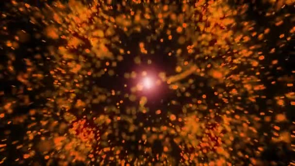 Έκρηξη Κόκκινων Σωματιδίων Σκοτεινό Φόντο Βίντεο — Αρχείο Βίντεο