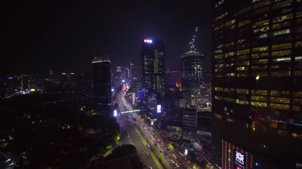 Jakarta Indonesia January 2018 Beautiful Aerial View Beautiful Skyscrapers Hectic — Wideo stockowe