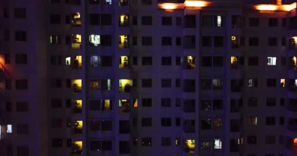 Jakarta Indonesia January 2018 Aerial View Apartment Buildings Window Night — Stockvideo