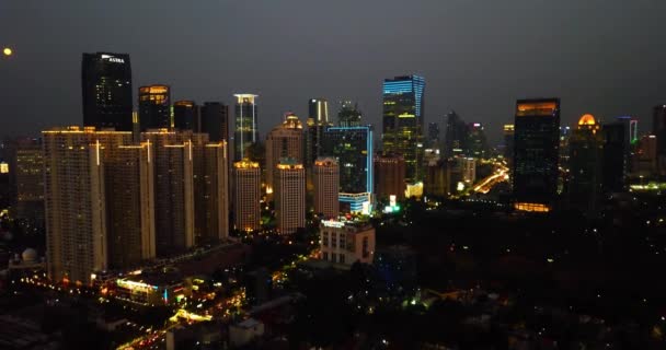 Jakarta Indonesia January 2018 Beautiful Glowing Skyscrapers Night Time — Stok video