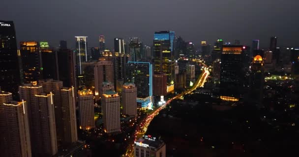 Jakarta Indonesia January 2018 Beautiful Aerial View Beautiful Skyscrapers Hectic — Wideo stockowe