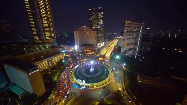 Jakarta Indonesia October 2018 Beautiful Night View Hotel Indonesia Roundabout — Stockvideo