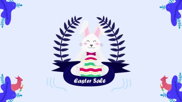 Animated Easter Text Rabbit Egg — Stock Video